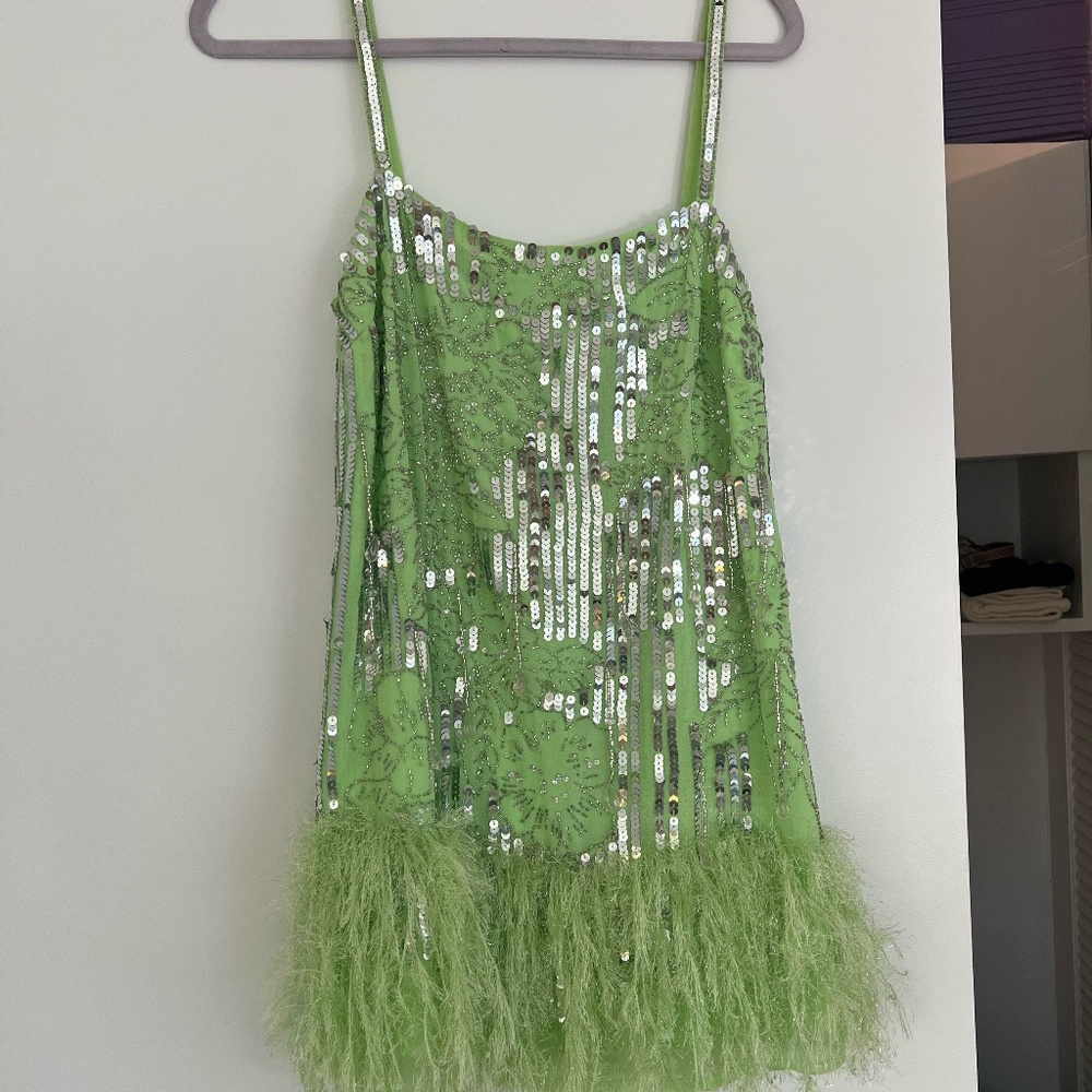 ASOS Sequin Lime Green Mini Dress Size 6